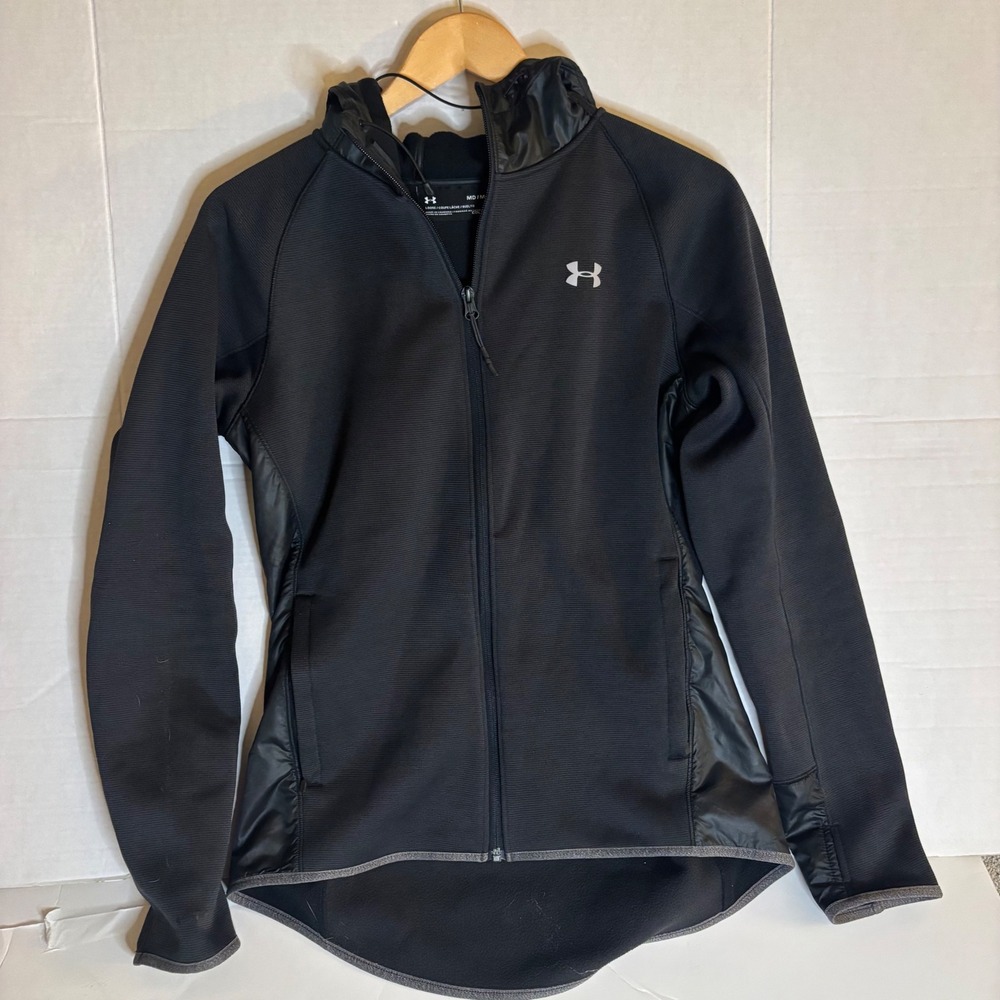 Under Armour Womens Black Full Zip Hooded Performance Jacket Medium  Preppy Fall
